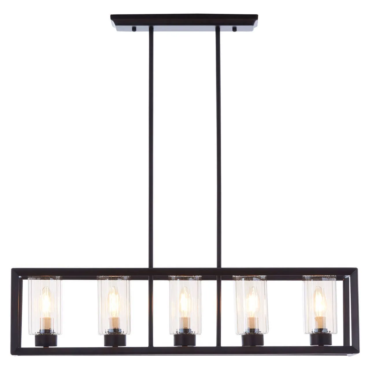 Aliko 5 Bulb Matte Black Pendant Lamp