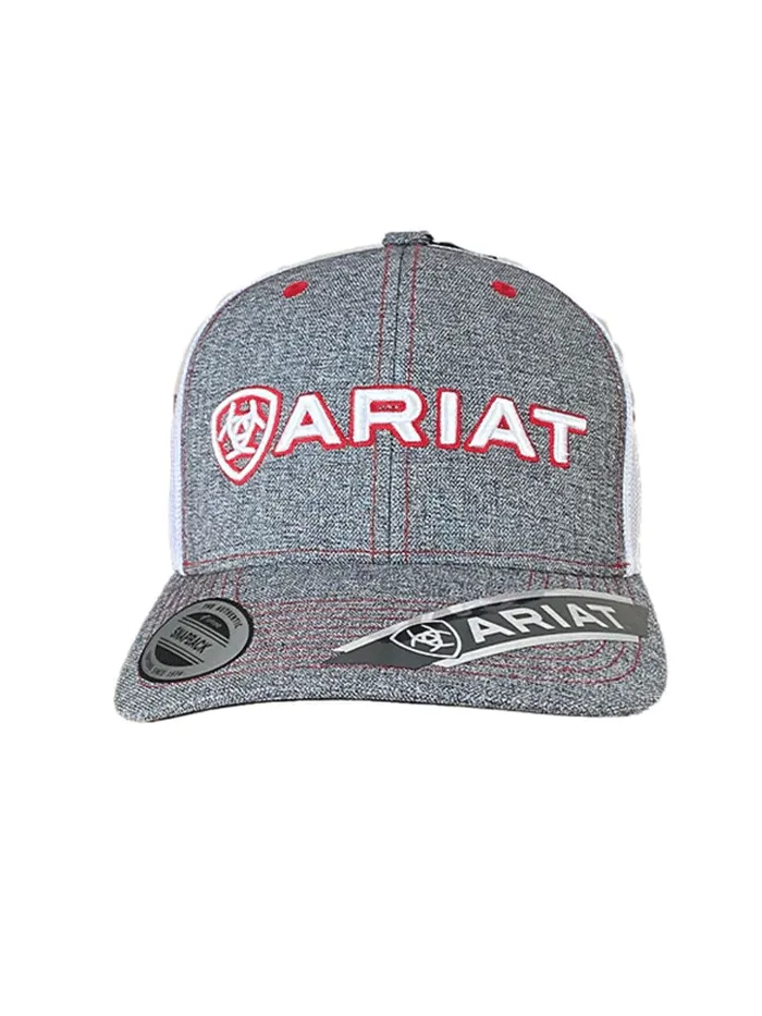 Ariat A300000806 Mens Embroidered Signature Logo Heather Red White Grey