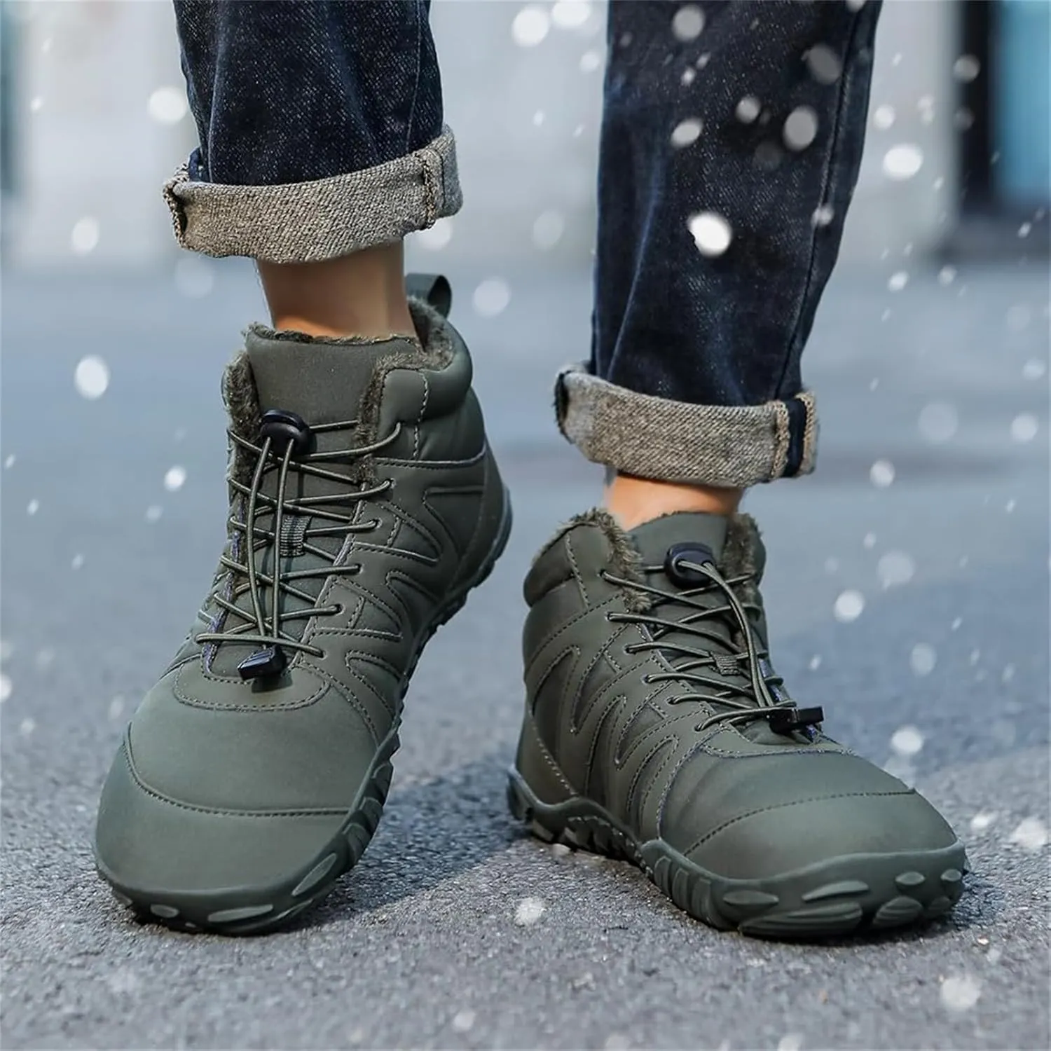 Barefoot Winter Boots Women Wide Toe Box Flexible Sole Hike Winter Footwear Barefoot Shoes Women Non-Slip Waterproof Boots Walking Warm Ankle Booties Zero Drop Sole Wide Toe Box Slip On Sneakers