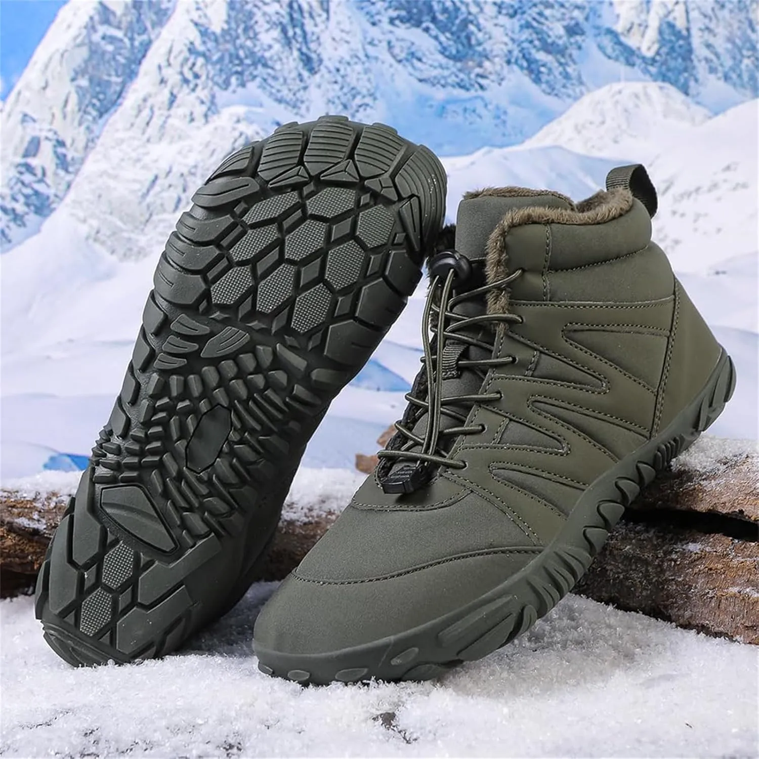 Barefoot Winter Boots Women Wide Toe Box Flexible Sole Hike Winter Footwear Barefoot Shoes Women Non-Slip Waterproof Boots Walking Warm Ankle Booties Zero Drop Sole Wide Toe Box Slip On Sneakers