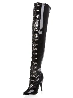 Black Laced Thigh Boot - UK 9