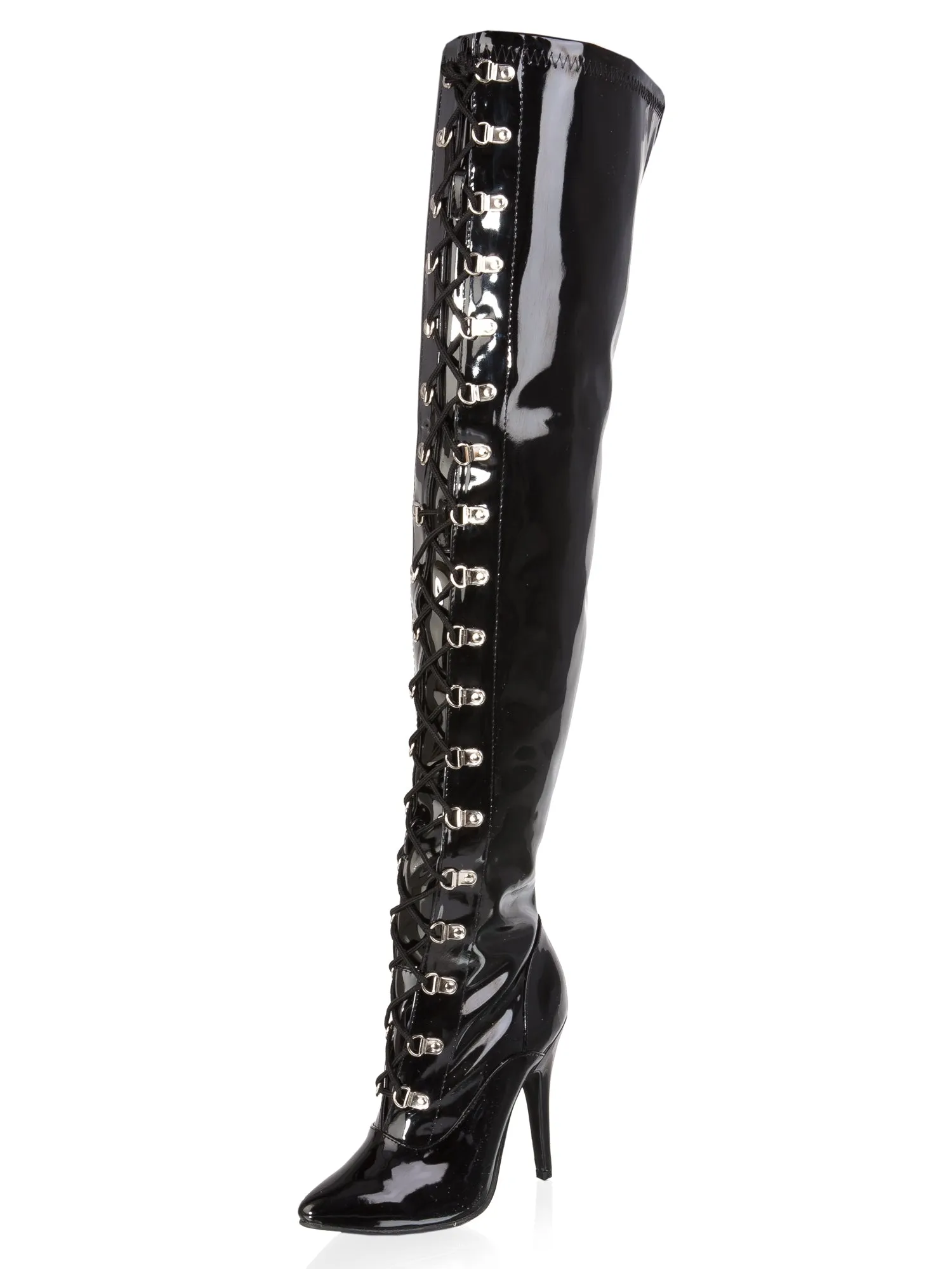 Black Laced Thigh Boot - UK 9