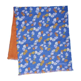 BLUETTE AND ORANGE WOOL AND SILK SCARF