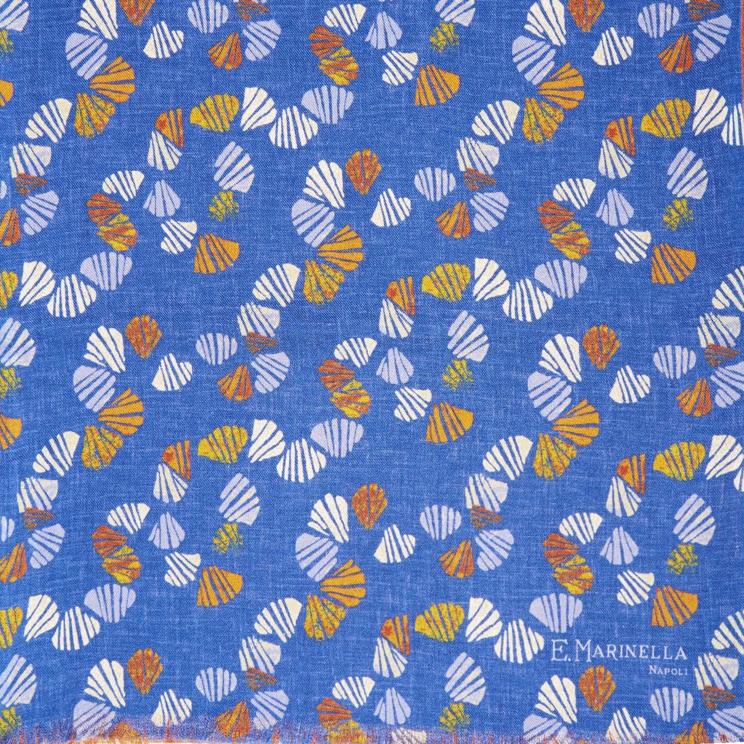 BLUETTE AND ORANGE WOOL AND SILK SCARF