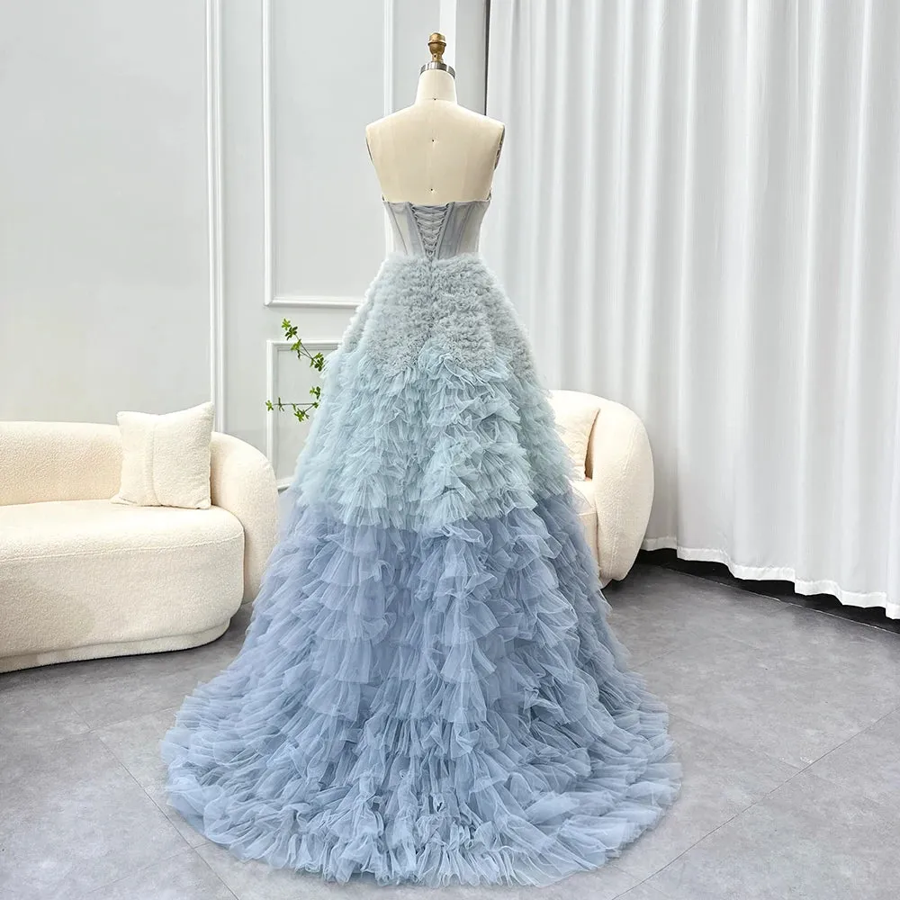 Daniella Sweetheart Evening Dress with Pearls Ruffles Ball Gown