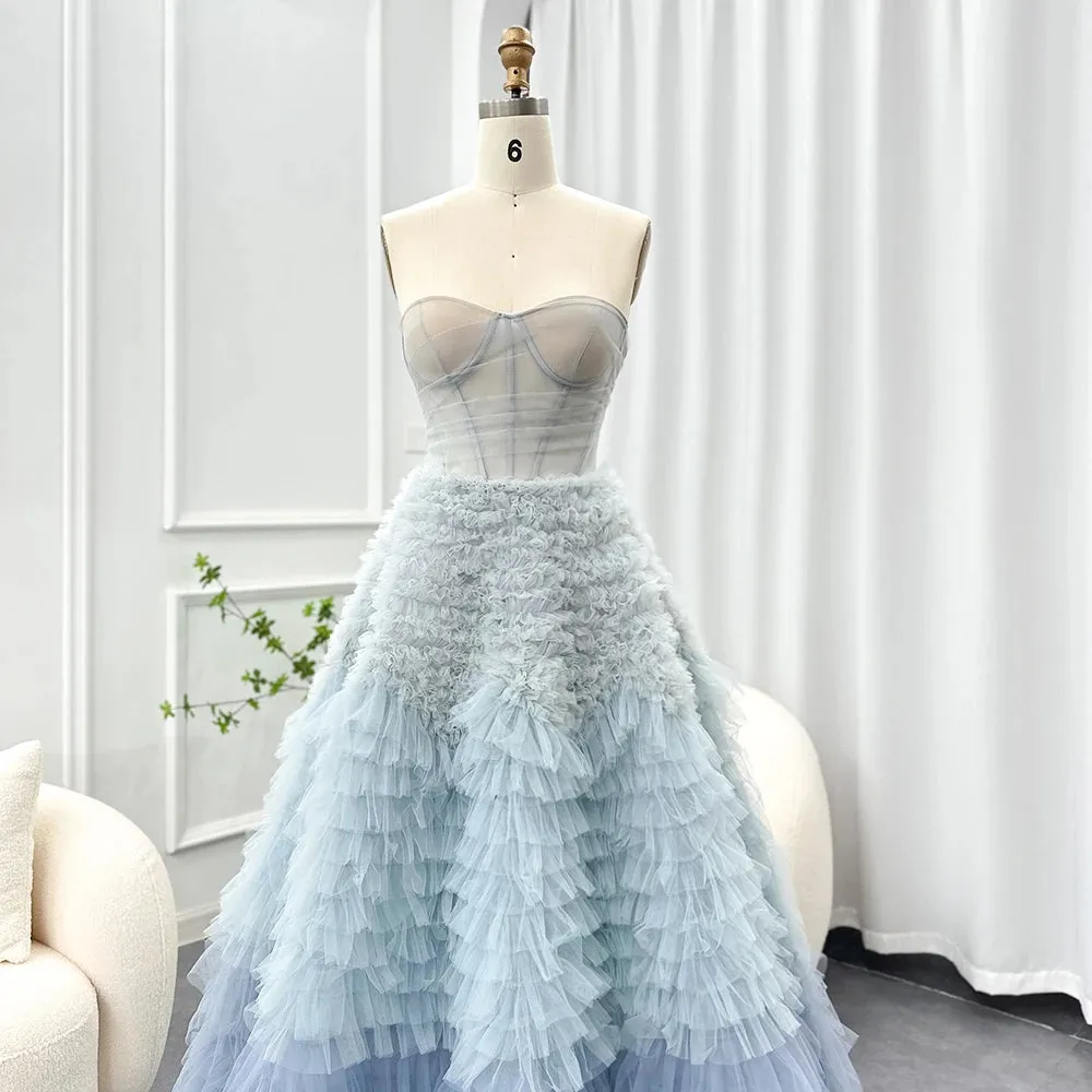 Daniella Sweetheart Evening Dress with Pearls Ruffles Ball Gown