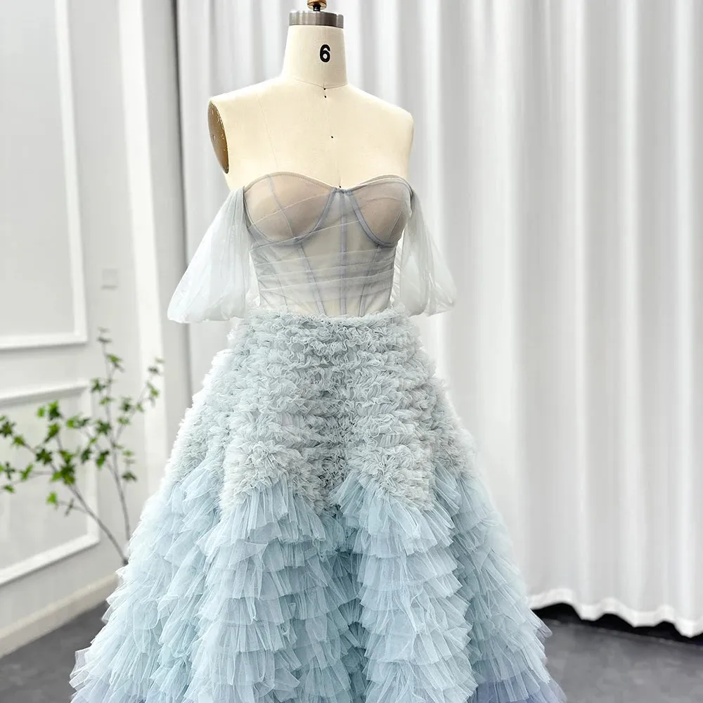 Daniella Sweetheart Evening Dress with Pearls Ruffles Ball Gown