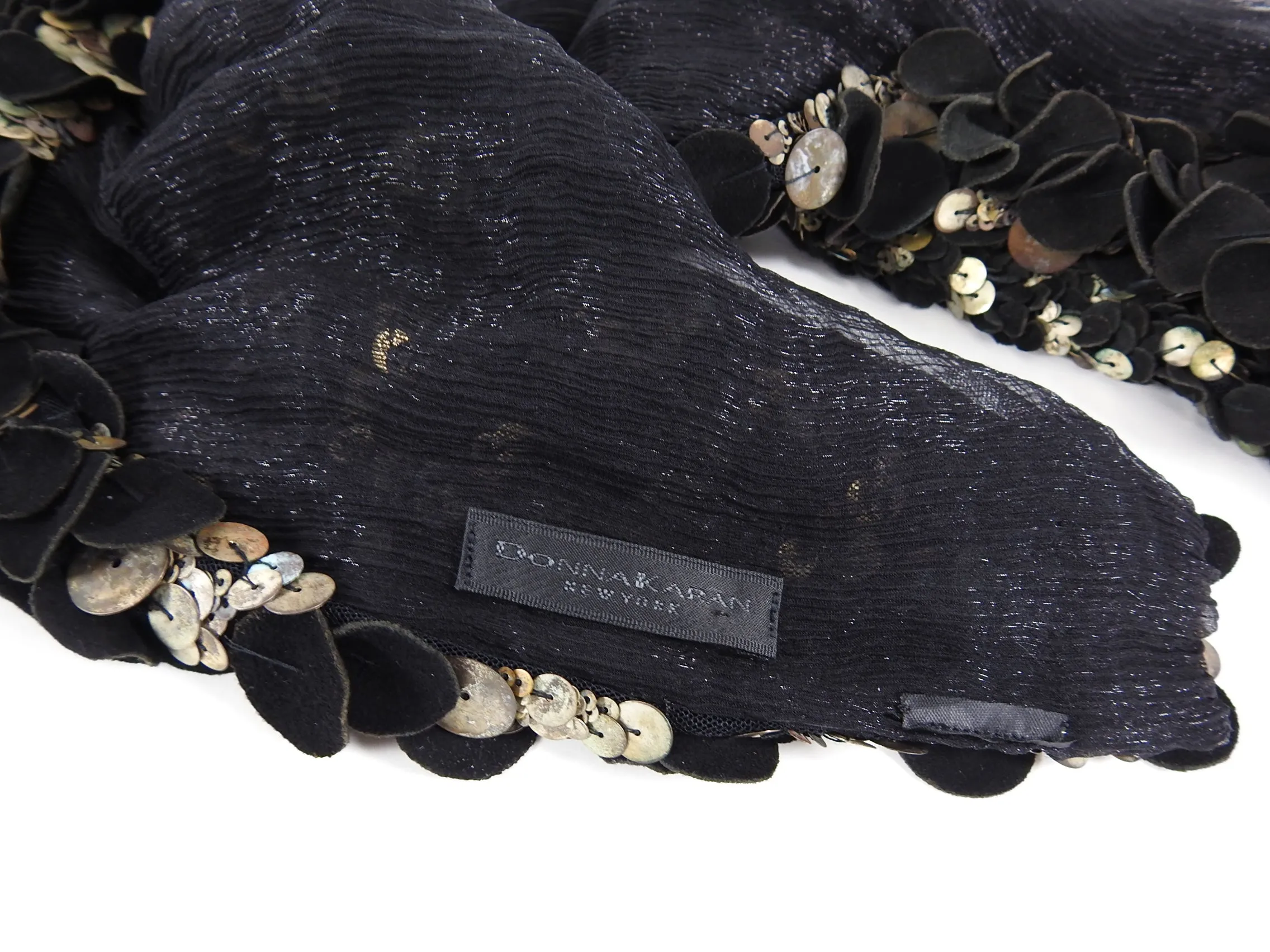 Donna Karan Collection Suede and Metal Sequin Scarf