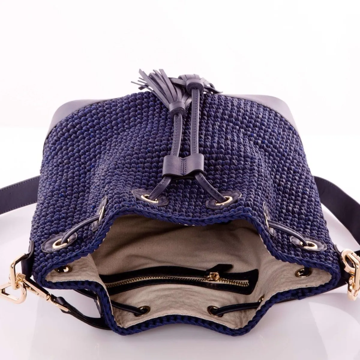 Hand Made Waxed Rope Handbag with Leather Straps