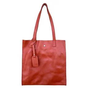 Italian Leather Shopper Tote Bag in Burnt Orange