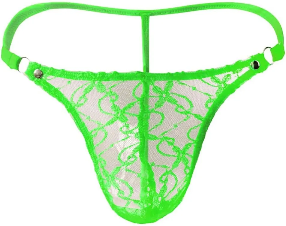 Men Lace Tirm Sissy Thong Panties Hot Sheer G-String T-Back Underwear