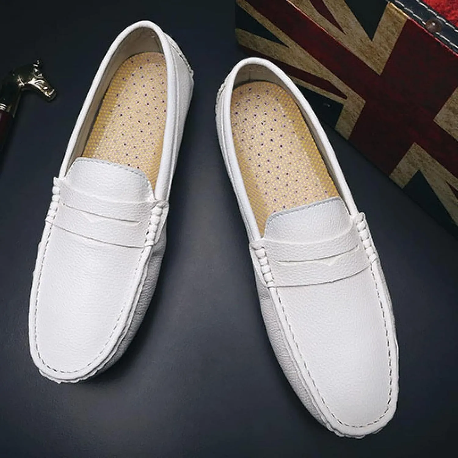 Men's Artificial Leather Penny Loafers, Casual Slippers, Driving Daily Casual Flat Shoes, Loafers