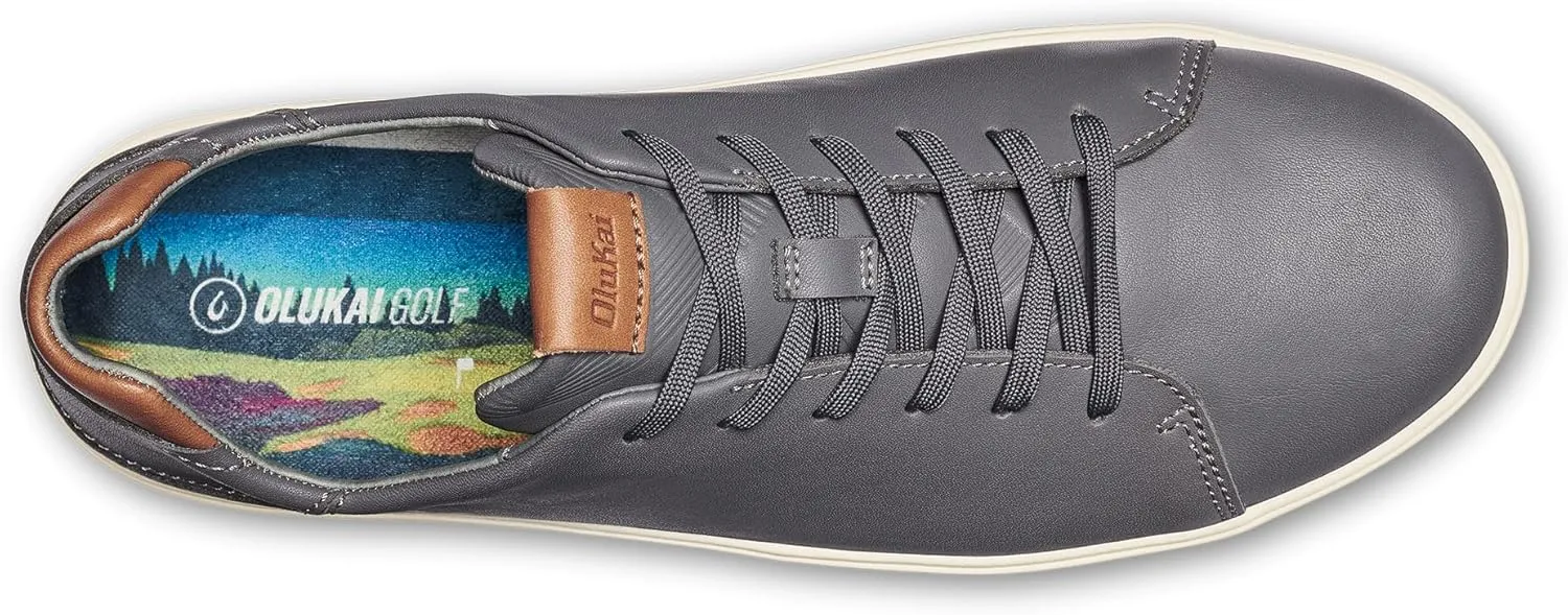OLUKAI Wai'alae Men's Golf Shoes, Spikeless Golf Shoes, Supple Full-Grain Leather & Contoured Footbed, Waterproof & Stain-Resistant