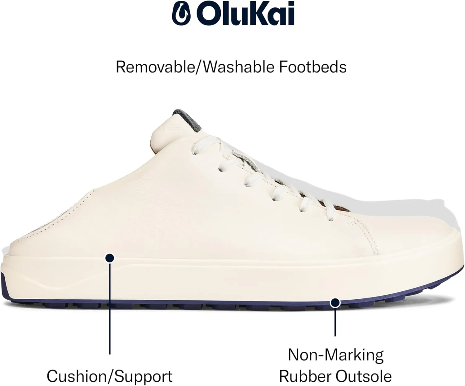 OLUKAI Wai'alae Men's Golf Shoes, Spikeless Golf Shoes, Supple Full-Grain Leather & Contoured Footbed, Waterproof & Stain-Resistant