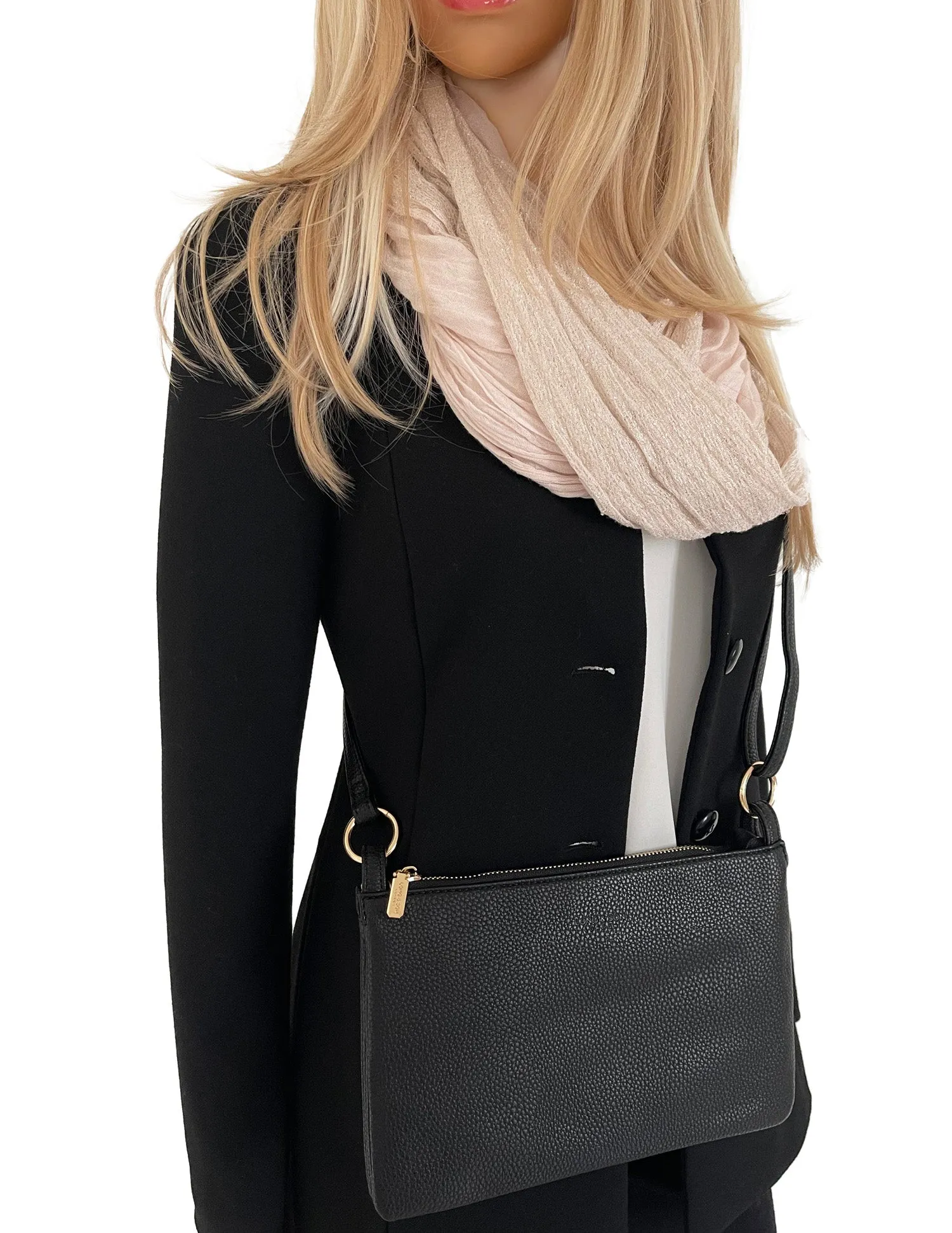SMALL PLAIN BLACK MULTI-POCKET CROSS BODY MESSENGER BAG