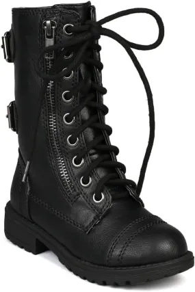 Soda Girls Kids Dome-2S Lace Up Military Combat Boots