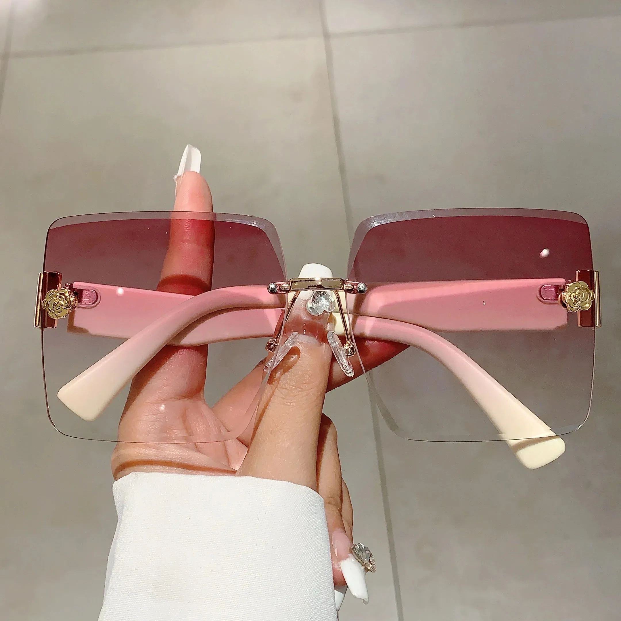 Sunset Glimmer Rimless Sunglasses