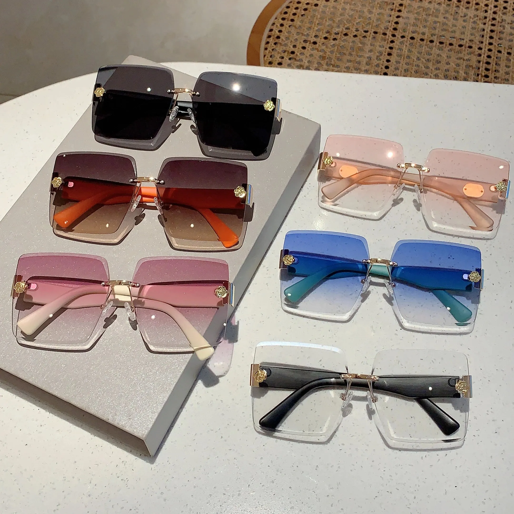 Sunset Glimmer Rimless Sunglasses