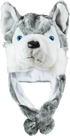 Super Z Outlet Cute Plush Animal Hat Winter Warm Winter Fashion Clothing Accessories (Husky/Wolf-Short) Grey