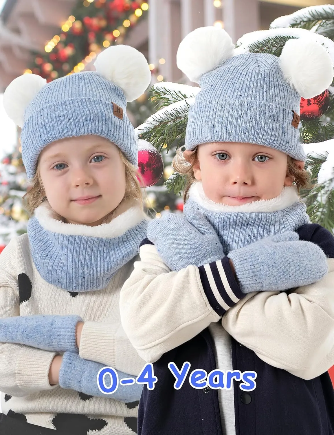 Toddler Hat Scarf Glove Set 2t-4t Boy Girls Winter Beanie Hat Neck Warmer Mitten Kids Hats And Gloves Ages 4-8 Fleece Lined