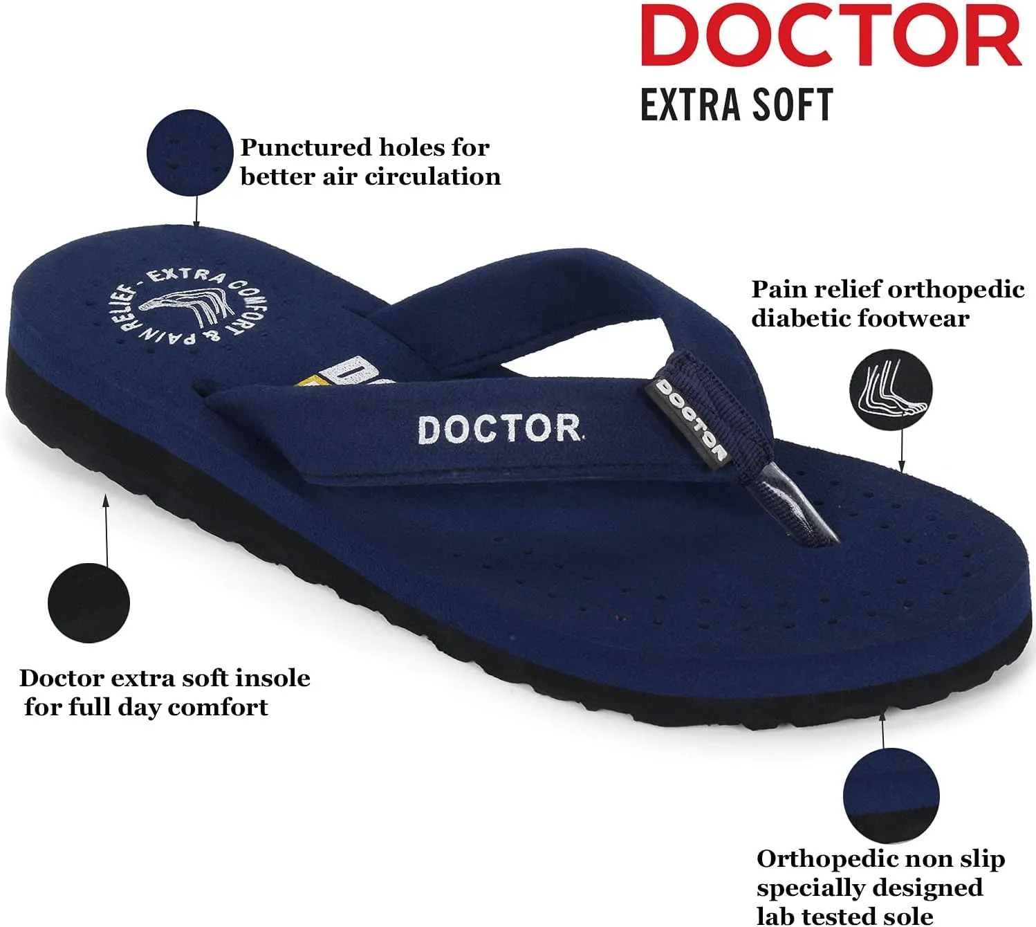 Women's Care Orthopaedic Diabetic Comfortable MCR Flip-Flop Slippers D-16