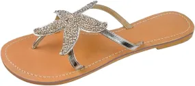 Women's Cute Starfish Clear Flats Comfortable Bohemian Sandals Open Toe Beach Sandal Casual Summer Flip Flops Dressy Slip-on Slides Outdoor Travel Slippers Pentagram Sandals