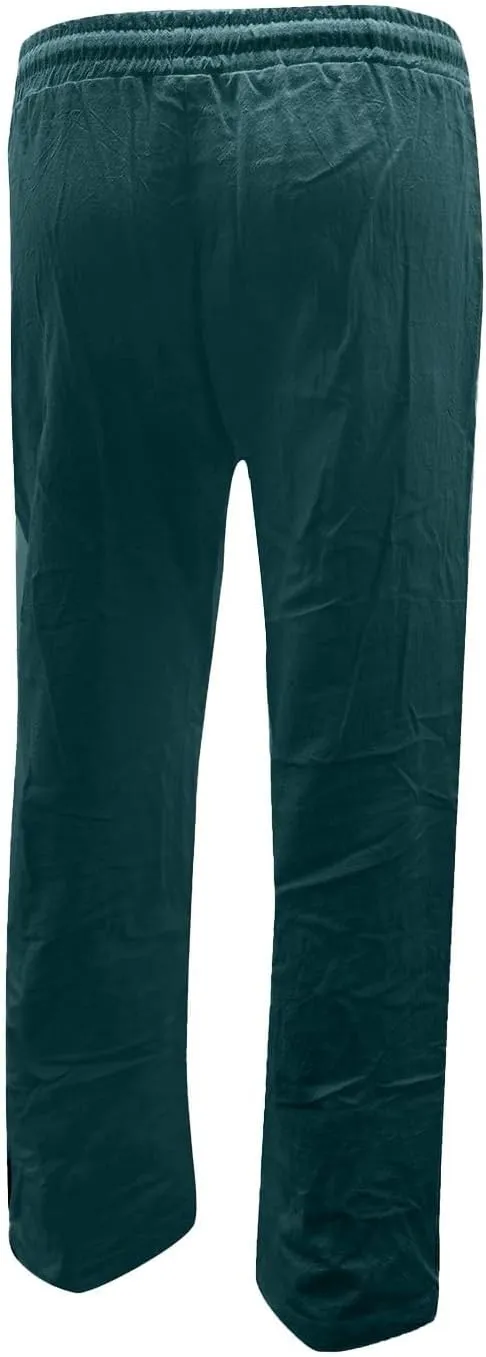 Women's Linen Pants Dressy Loose Elastic High Waisted Baggy Wide Leg Office Palazzo Pants Trouser with Pockets