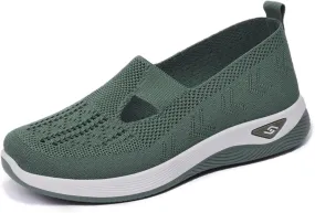 Women's Woven Orthopedic Breathable Soft Shoes Ortho Walking Non-Slip Arch Support Walking Slip on Shoes Comfort Casual Running Diabetic Foam Sneakers Mesh Up Running Going Out Flat Sneaker